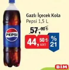 PEPSİ GAZLI İÇECEK KOLA 1,5 L fiyat ve kampanya bilgisi